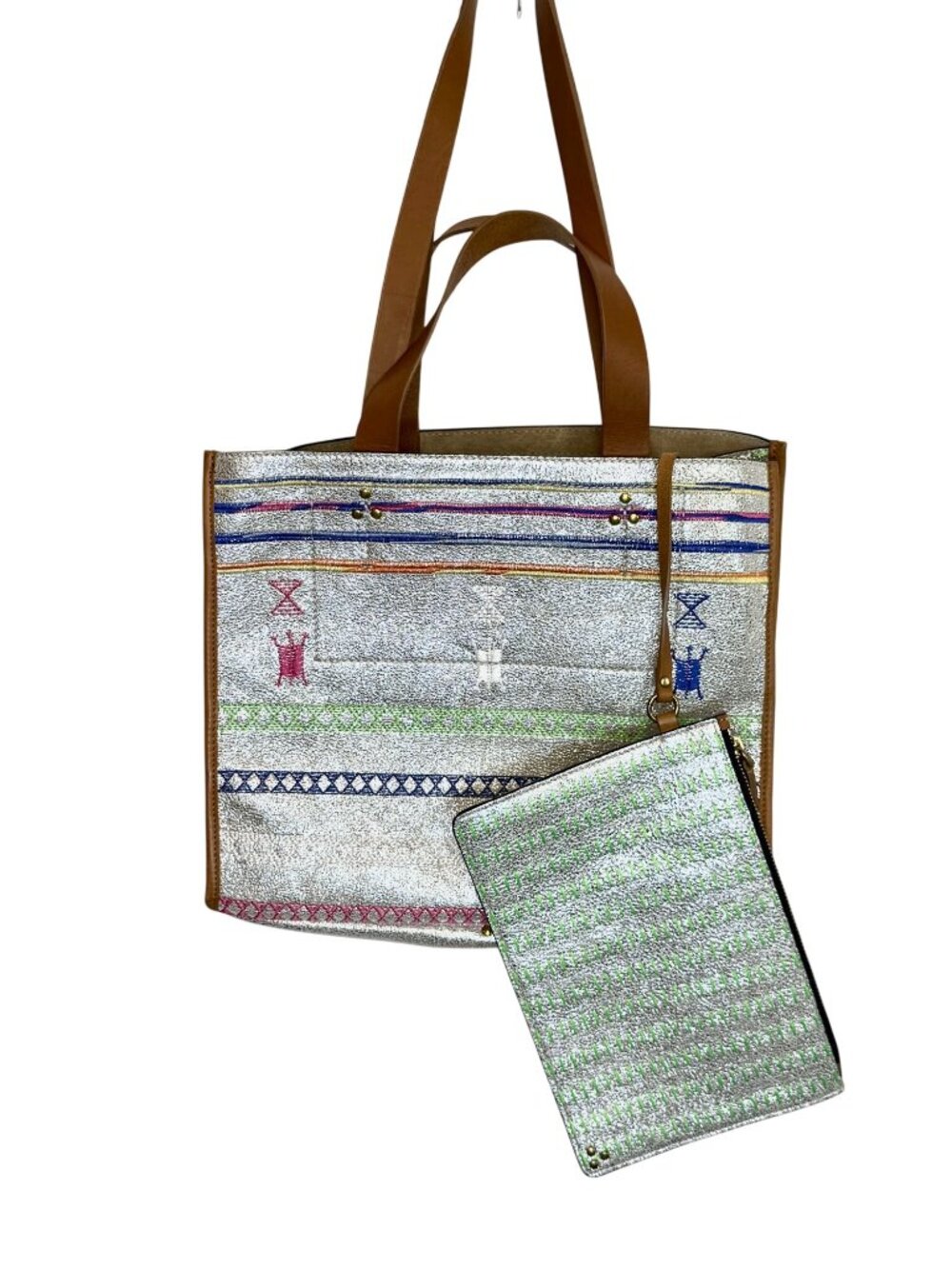 Jerome Dreyfuss Leon M Broderies Tote Bag - Bro Silver NWT - Picture 3 of 13
